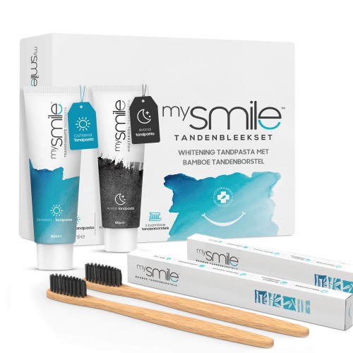 mysmile Dag & Nacht Tandenbleekset - 120ml - tandpasta met borstel